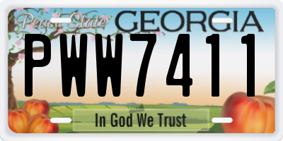 GA license plate PWW7411
