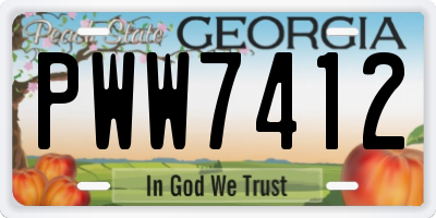 GA license plate PWW7412