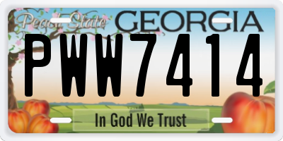 GA license plate PWW7414