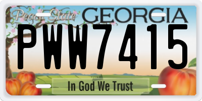 GA license plate PWW7415