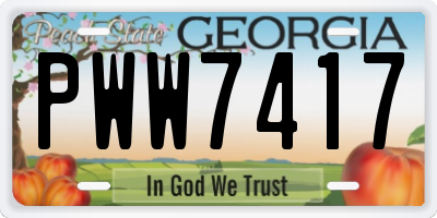 GA license plate PWW7417