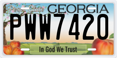 GA license plate PWW7420