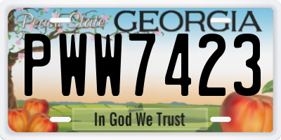 GA license plate PWW7423