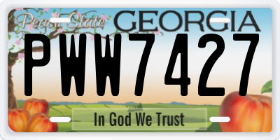 GA license plate PWW7427