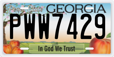 GA license plate PWW7429