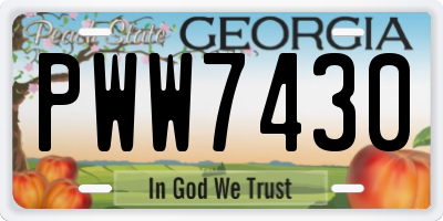 GA license plate PWW7430