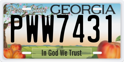 GA license plate PWW7431