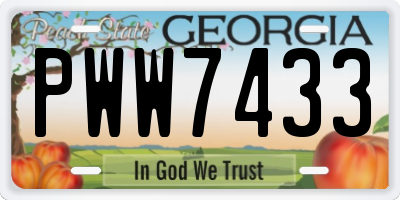 GA license plate PWW7433