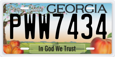 GA license plate PWW7434