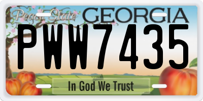 GA license plate PWW7435