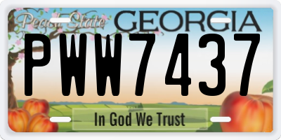GA license plate PWW7437