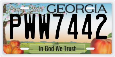 GA license plate PWW7442