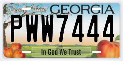 GA license plate PWW7444