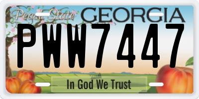 GA license plate PWW7447
