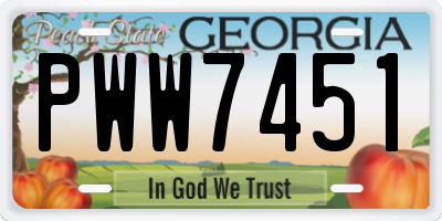 GA license plate PWW7451