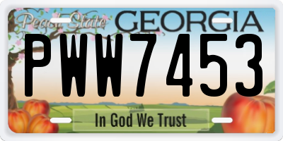 GA license plate PWW7453