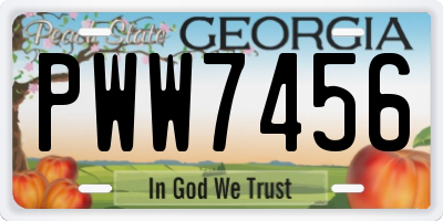 GA license plate PWW7456