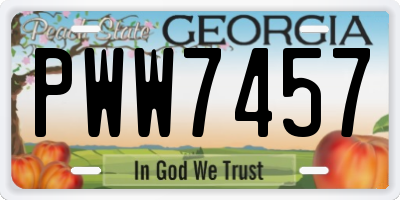 GA license plate PWW7457