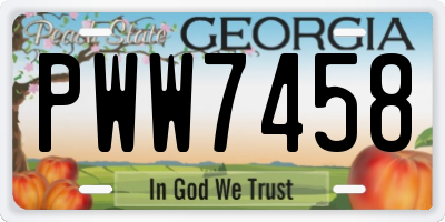 GA license plate PWW7458