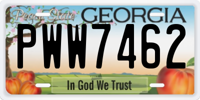 GA license plate PWW7462