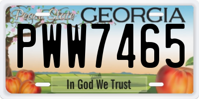 GA license plate PWW7465