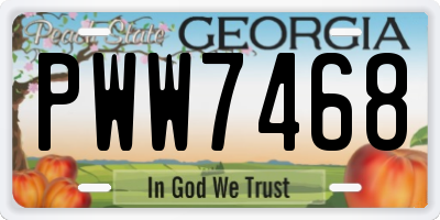 GA license plate PWW7468