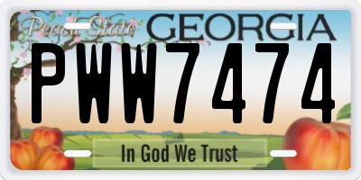 GA license plate PWW7474