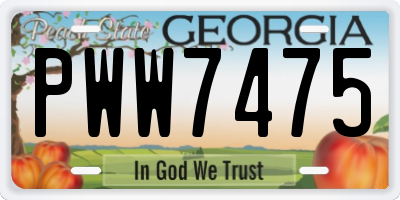 GA license plate PWW7475