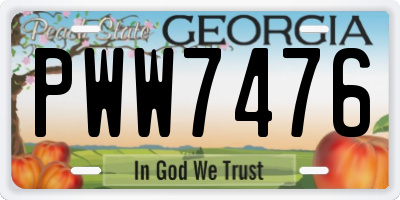 GA license plate PWW7476