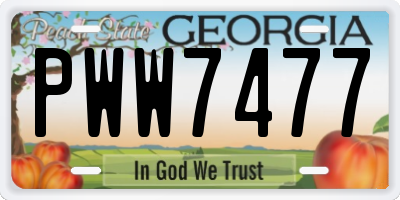 GA license plate PWW7477