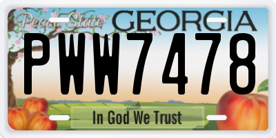 GA license plate PWW7478