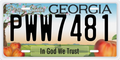 GA license plate PWW7481