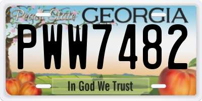 GA license plate PWW7482
