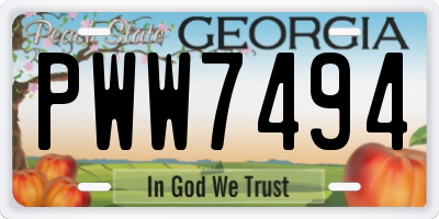 GA license plate PWW7494