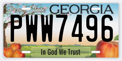 GA license plate PWW7496
