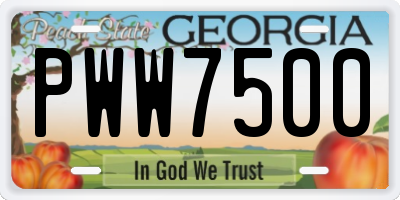 GA license plate PWW7500