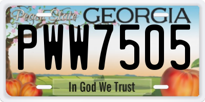 GA license plate PWW7505