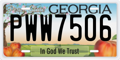 GA license plate PWW7506