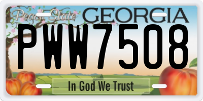 GA license plate PWW7508