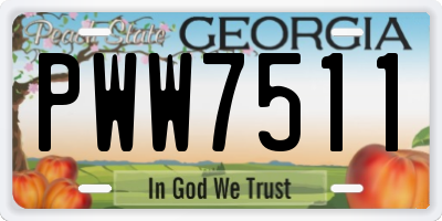 GA license plate PWW7511