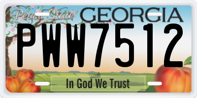 GA license plate PWW7512