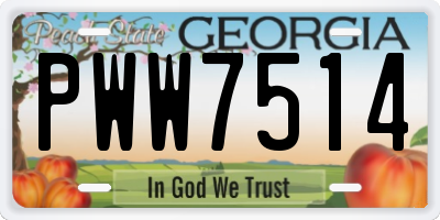 GA license plate PWW7514