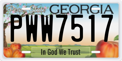 GA license plate PWW7517