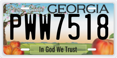 GA license plate PWW7518
