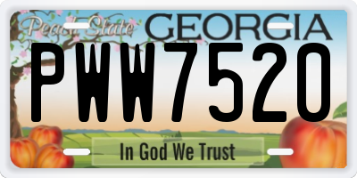 GA license plate PWW7520