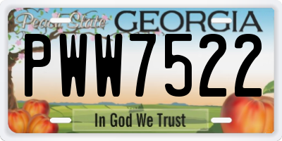 GA license plate PWW7522