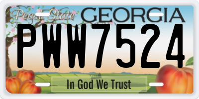 GA license plate PWW7524
