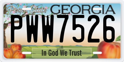 GA license plate PWW7526
