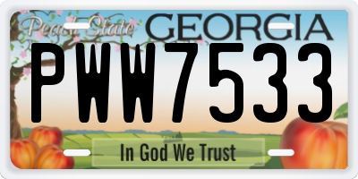 GA license plate PWW7533