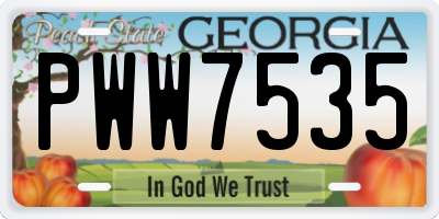 GA license plate PWW7535